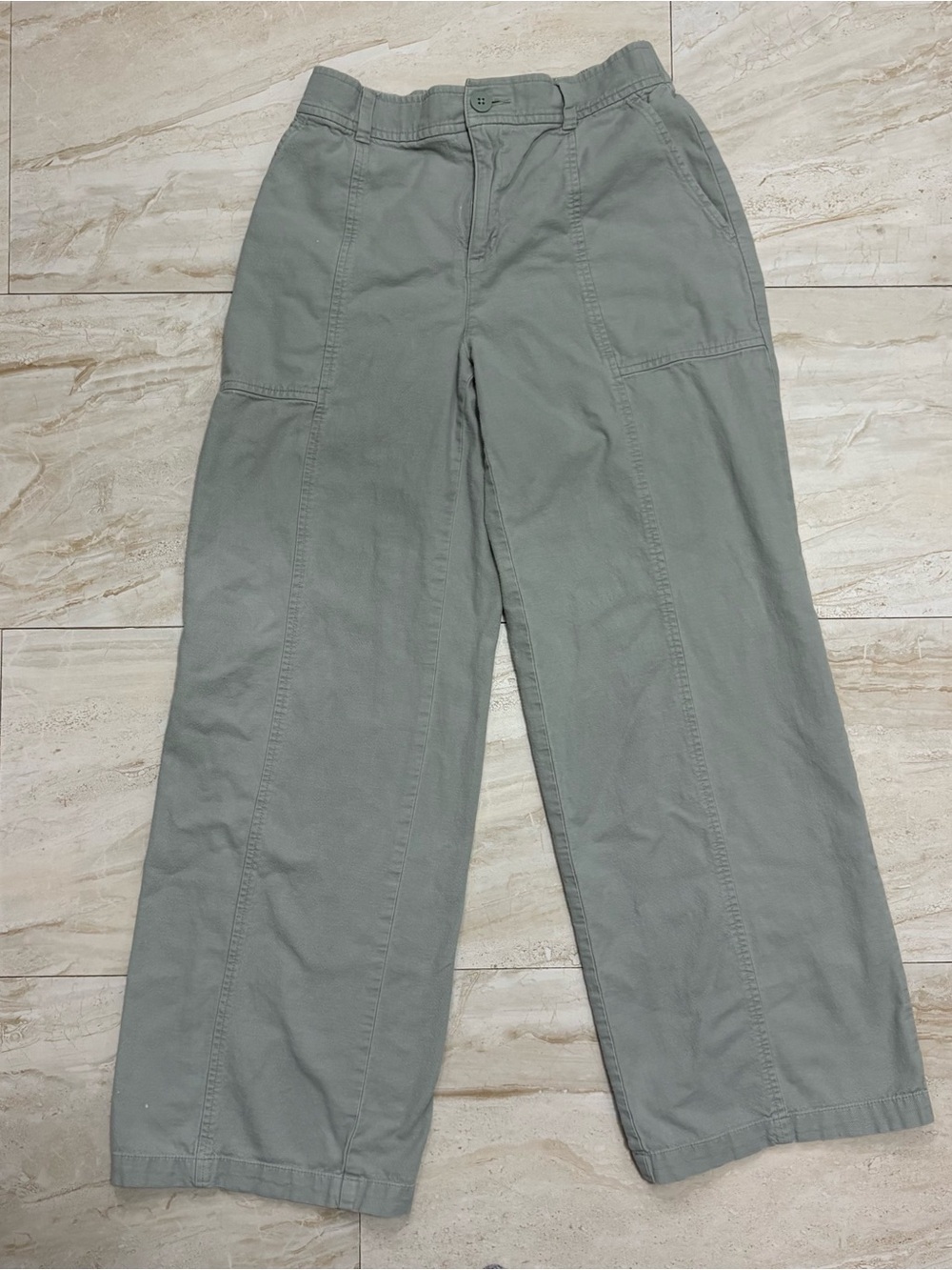 Loft Outlet High Rise Seamed Wide Leg Pants Sage Green 4